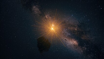 Detailed view of space featuring a luminous star explosion amid hydrogen textures, highlighting astrophysics and universe study, International Astronomy Day