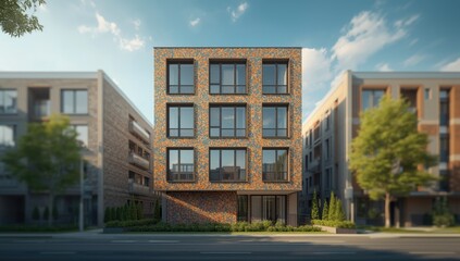 Obraz premium City architecture featuring mosaic art and several windows, used as an editorial header background, Earth Day
