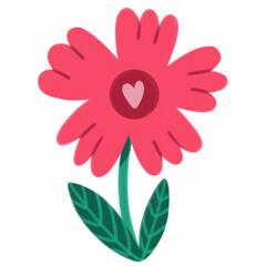 Fototapeta premium Valentine's Day Flower Graphic, Sweet Textured Blossom with Heart Detail 