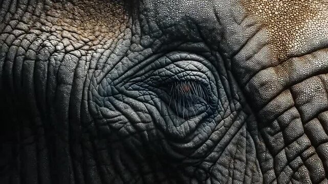 Close-Up Action of Elephant Skin Texture, Nature Environment, Macro Photography Perspective