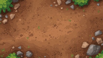 Seamless cartoon dirt pattern with earth hues used as a background for game UI design