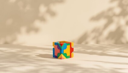 Fototapeta premium Colorful brick toy banner designed for digital promotions of building block sets across various platforms