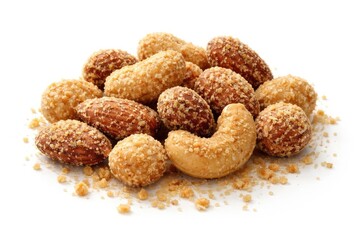 Nuts covered with fine breadcrumb crumbs isolated on a white background