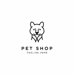 Fototapeta premium Minimalist Line Art Dog Head Logo for Pet Shop Branding.