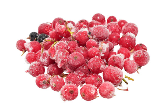 Frozen red currant, porechka, isolated on PNG background.