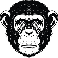 Obraz premium Chimpanzee face illustration with detailed expression