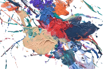 An abstract background of acrylic paint strokes.
Various bright colors are used, including blue, red, orange, and yellow.