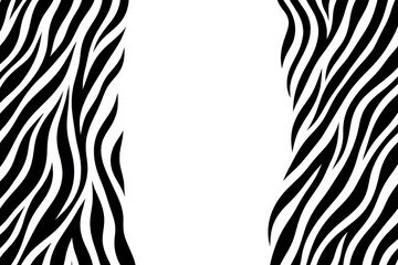 Fototapeta premium Graphic black and white zebra pattern on a minimal white backdrop with copy space