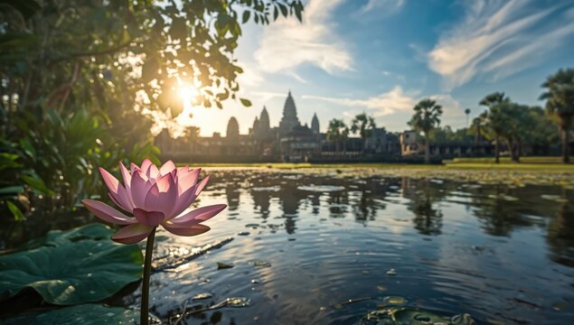 Detailed view of a lily lotus in water at a historic water reservoir, highlighting aquatic plant health