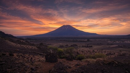 Licancabur Volcano at Sunset rugged mountain scene, volcanic terrain, dry desert environment, Andes mountains, Earth Day