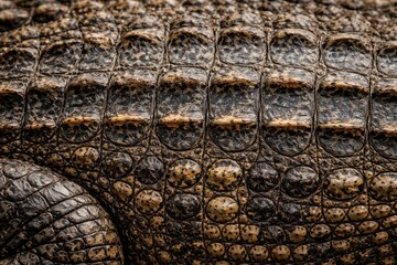 Fototapeta premium Natural patterns on alligator skin captured in close detail