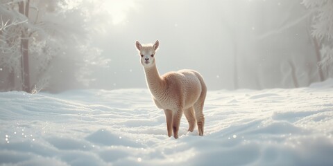 Vicuna, a species of camel family mammal, roaming in South American regions, highlighting wildlife preservation