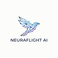 Modern AI bird logo with geometric design and neural network theme