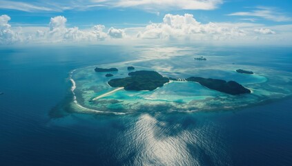 Islands in the Pacific Ocean with lush greenery and clear waters, highlighting coastal ecosystem conservation