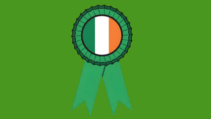 St patrick's day irish flag ribbon emblem isolated on transparent background