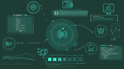 Animated infographics on the theme of processes related to AI technologies - Powered by Adobe