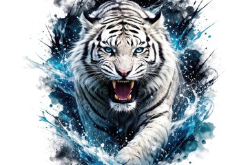 Artistic white tiger concept ideal for advertising and t shirt graphics