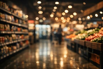 Obraz premium Supermarket suite with cool cinematic bokeh and softly blurred background for design use