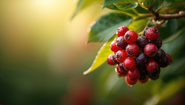 Dogwood berry with leaf as background, used in nature-inspired visual layouts