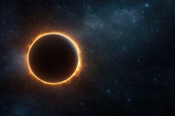 Naklejka premium Cosmic Ring of Fire Eclipse in Deep Space space eclipse fire cosmic universe cosmos stars galaxy sun