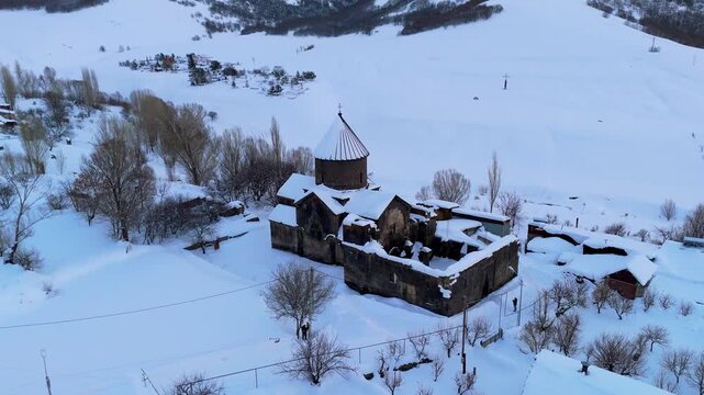 Yeghipatrush Church, Surb Astvatsatsin Church taken with drone in winte