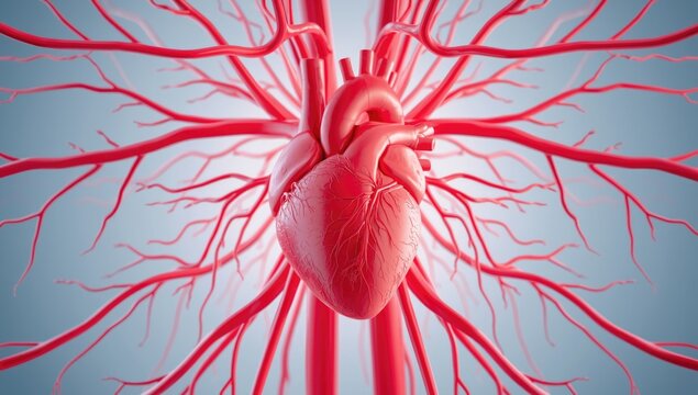 Blood vessels in the human body showing arteries and veins, highlighting blood transportation, World Heart Day
