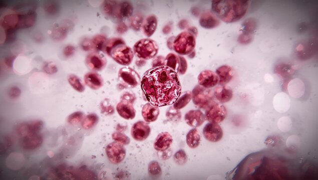 Red blood cells exhibiting pale centers in a blood smear, indicating anemia, diagnostic testing