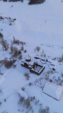 Yeghipatrush Church, Surb Astvatsatsin Church taken with drone in winte
