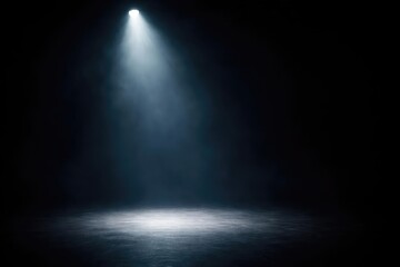 Obraz premium Moody stage illumination from above focusing on bright floor with dark background and copy space