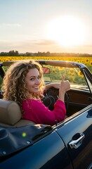 夕陽とひまわりのドライブ