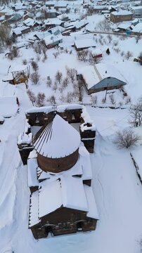 Yeghipatrush Church, Surb Astvatsatsin Church taken with drone in winte