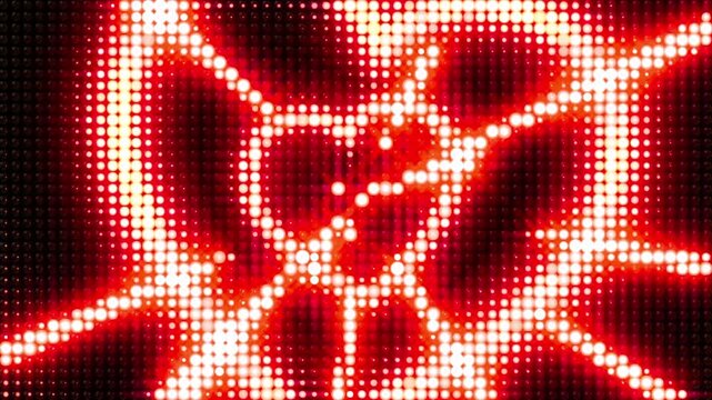 Wall of flashing red lights. Valentines day. Flying heart shaped lights, disco party. VJ loop. Background, greeting card. Shining burst animation, bright event, night club. 4k seamless loop video
