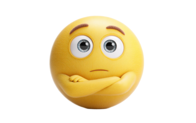 Expressive rolling eyes emoji character with crossed arms representing impatience irritation and disapproval isolated on transparent background PNG