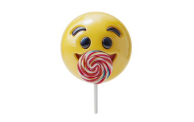 Expressive face with tongue out emoji illustration conveying happiness, mischief, and candy enjoyment isolated on transparent background PNG