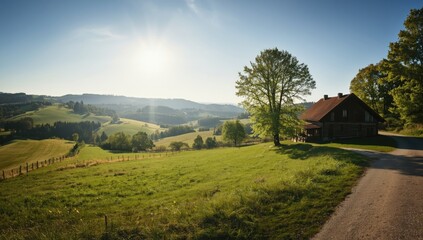 Obraz premium Rural landscape in the Czech Republic, highlighting seasonal change and natural scenery