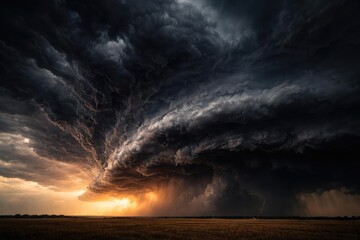 Fototapeta premium Dark clouds merging into a vast storm cover