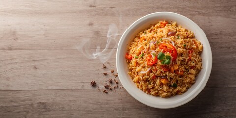 Spicy vegetable long grain rice, suitable for meal preparation and flavor enhancement