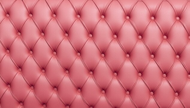 Pink genuine leather capitone upholstery with deep diamond tufting and button accents, ideal for layout backgrounds or UI surfaces