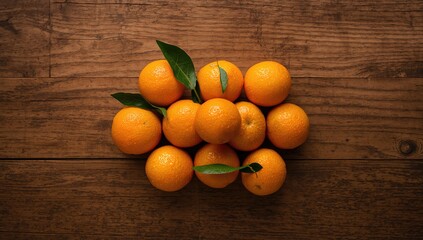 Oranges placed on a rustic wooden table, designed for use as a UI backdrop, Earth Day