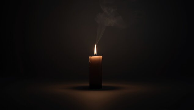Lit candle with melting wax, serving as a source of soft illumination and aesthetic appeal, safety awareness