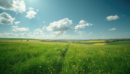 Bright spring weather with a clear blue sky and light clouds, suitable for outdoor gatherings
