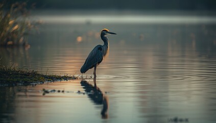 Yellow-crowned Night Heron perched near water, highlighting urban wildlife and shoreline environment