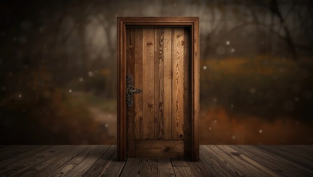 Vintage wooden barn door with metal latch highlighting aged wood pattern, ideal for rustic decor or background use - Powered by Adobe