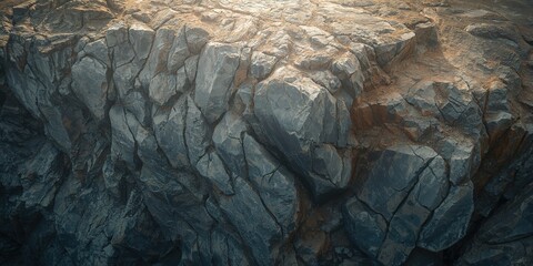 Close-up of textured rock cliff with sharp jagged edges and earthy colors, emphasizing geological preservation, Earth Day