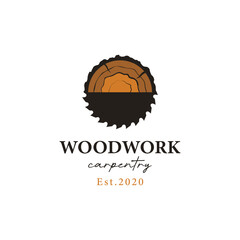 vintage retro wood and wood tools logo template.Logo design for carpenter ,old badge,furniture.
