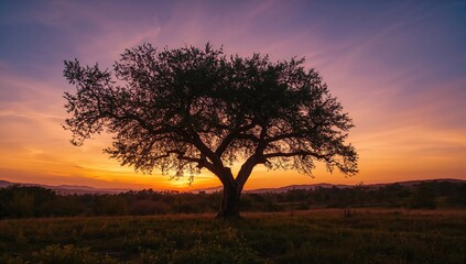 Tree silhouette against a sunset sky, suitable for editorial header backgrounds