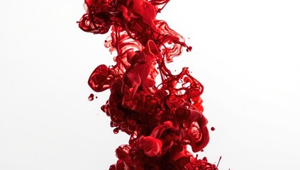 Red fluid resembling blood floating in water, suitable for layout or graphic design backgrounds