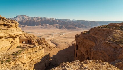 Ancient burial sites carved into hillside cliffs beside the Nile, highlighting archaeological maintenance and heritage preservation