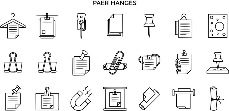 Office Supplies  Stationery Icons - Paper Clips, Pins, Magnets  More