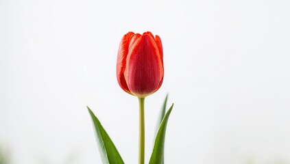 Red tulip detailed view emphasizing petal structure as a floral background for design projects, spring